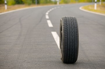 Wheel on road