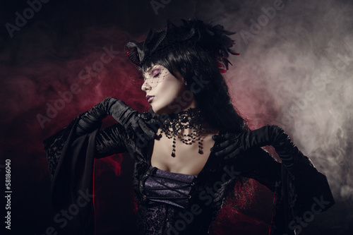Fotografie, Obraz Romantic gothic girl in Victorian style clothes