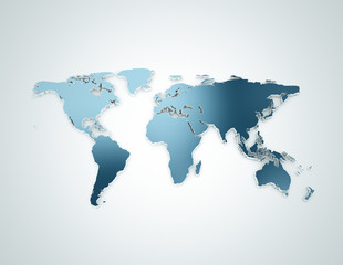 Poster - World map blue 3d