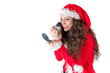 Young woman in Santa Claus clothes with beauty cosmetics on