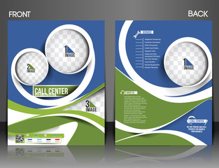 Sticker - vector front & back call center flyer magazine cover