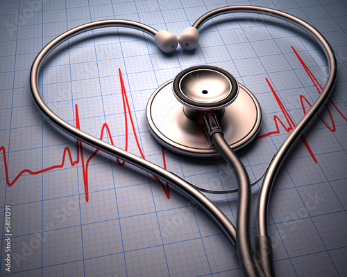 Naklejka dekoracyjna Stethoscope heart shape. Clipping path included.