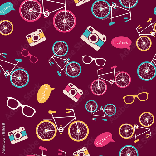 Cotton fabric Vector seamless pattern with vintage bicycle