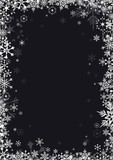 Fototapeta  - White snowflakes on black background vector frame