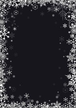 White Snowflakes On Black Background Vector Frame