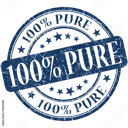 Fotografía 100% Pure grunge blue round vintage stamp