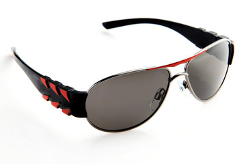 black and red sunglasses isolated on white background