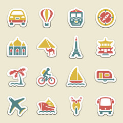 Poster - Travel color icons.