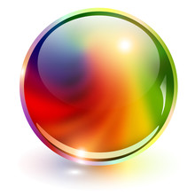 3D Glass Sphere, Rainbow Colors