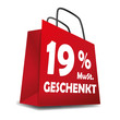 Icon Einkaufskorb 19% MwSt. Geschenkt Sale Rabatt Aktion