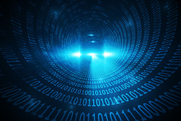 Aufkleber - Spiral of shiny binary code