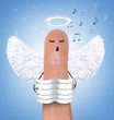 Singing angel on finger