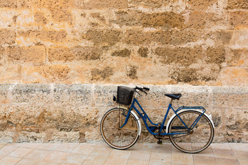 Sticker - Bicycle in historical Ciutadella stone wall at Balearics