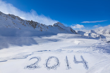 Canvas Print - 2014 on snow at mountains