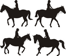 Girl On Horse - Dressage Silhouettes