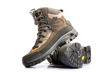 A Pair Of New Hiking Boots On White Background