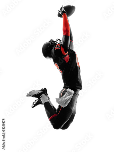 Foto-Stoff bedruckt - american football player catching ball  silhouette (von snaptitude)