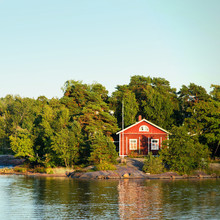 Scandinavian Fisherman Red House On Sea
