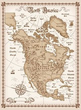 Vintage Map Of North America