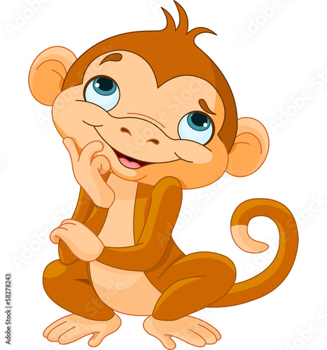 Obraz w ramie Monkey Thinking