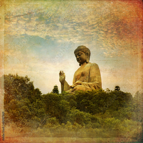 Obraz na płótnie canvas czteroczęściowy "tetraptyk" Wielki budda klasztoru po lin - hong kong