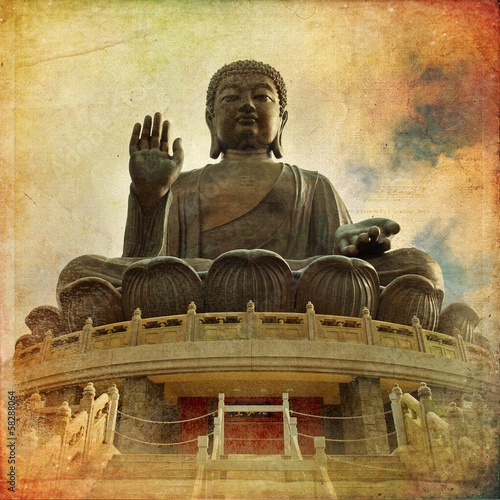 Obraz na płótnie canvas dwuczęściowy "dyptyk" Wielki budda klasztoru po lin - hong kong