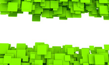 Banner With Borders Of Green Cubes