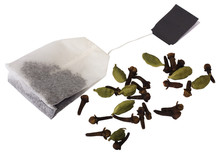 Close-up Of A Teabag With Cloves And Cardamoms