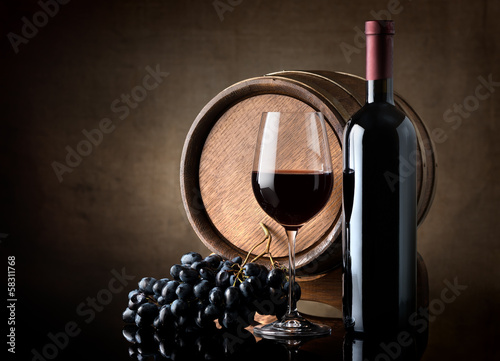 Board z aluminiowym obramowaniem Wino i beczka