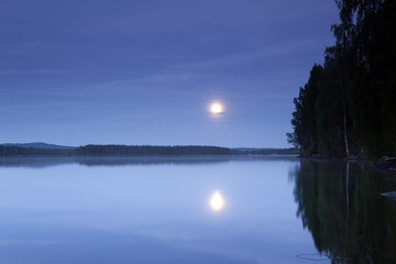 Poster - Moonshine over Swedish lake Vasman