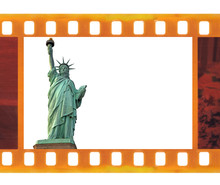 Vintage Old 35mm Frame Photo Film With NY Statue Of Liberty, USA