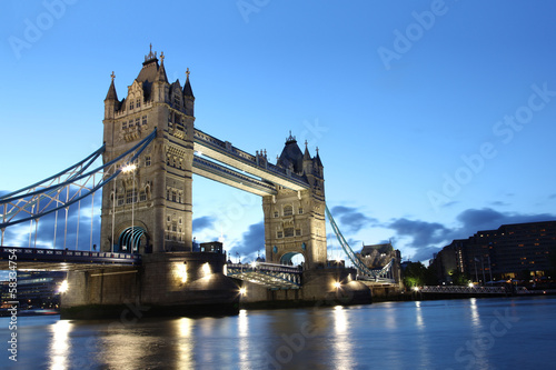 Naklejka samoprzylepna Słynny i piękny widok wieczór z mostu tower bridge, Londyn, Wielka Brytania