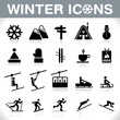 Winter Icons Set - Ski, Mountain, sports silhouettes, VECTOR Eps illustration Collection 