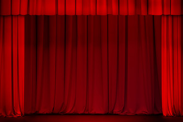 Wall Mural - red curtain on theater or cinema stage wide open