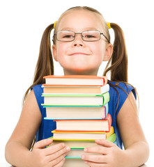 Wall Mural - Little girl with books