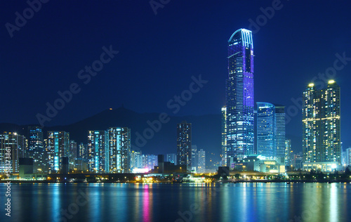Naklejka samoprzylepna Hongkong miasto nocą