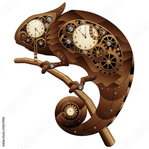 Obraz na płótnie canvas Steampunk kameleon vintage, styl, antyczny, kameleon, zabawka