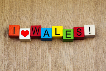 Wall Mural - I Love Wales - sign series for travel and countries