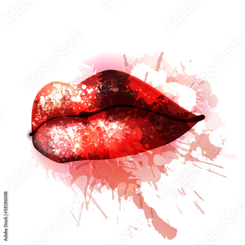 Obraz w ramie Lips with colorful splashes