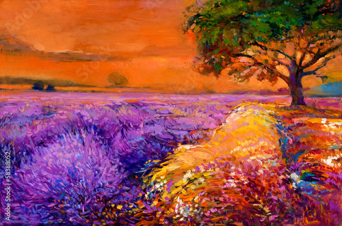 Naklejka na szafę Lavender fields