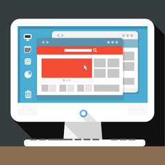 Poster - Modern personal computer with open browser on desktop