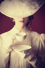 Beautiful Redhead Women With Cup Of Tea