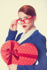 Poster - Women in glasses with gift