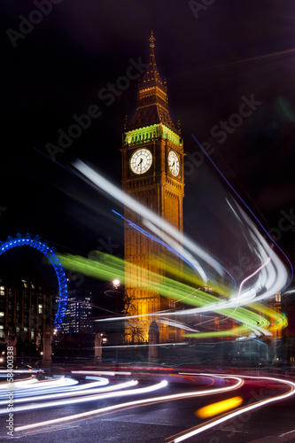 Naklejka samoprzylepna Big Ben i sygnalizacja świetlna w okręgu
