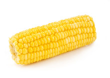 Corn Cob Close-up On White Background