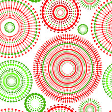 Abstract Seamless Pattern In Red Green White With Circle Shapes
