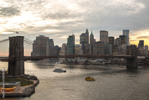 Tapeta ścienna Nowy Jork Brooklyn Bridge panoramę centrum miasta