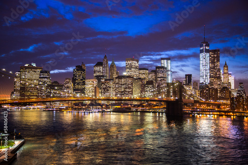 Tapeta ścienna Nowy Jork Brooklyn Bridge panoramę centrum miasta