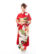 © taka - japanese kimono woman on white background