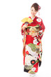 © taka - japanese kimono woman on white background